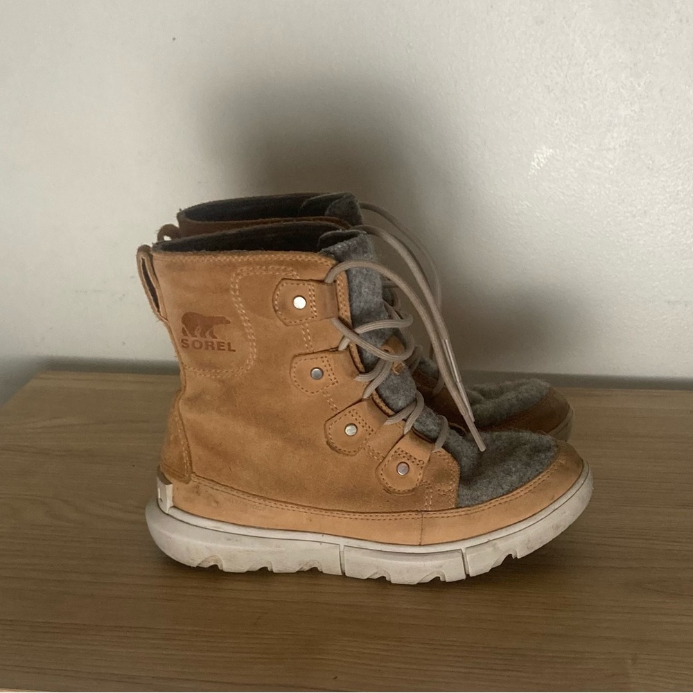 Sorel Women’s Explorer Brown and Gray Boots